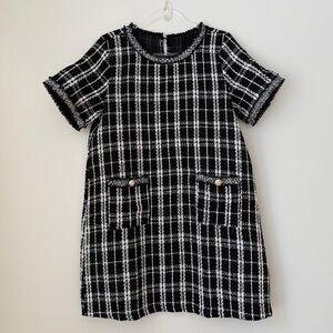 Classic Plaid Dress in Black and White Sz L